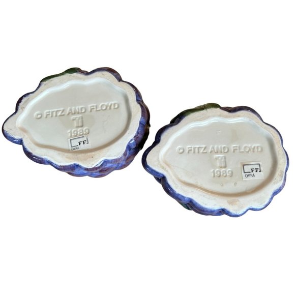 PAIR of Vtg FITZ AND FLOYD Grape Candle Holders 1989 Ceramic Retired Whimsical - Picture 9 of 11